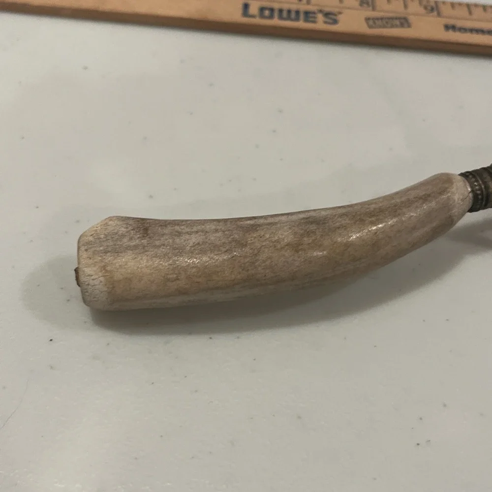 Antique Deer/Stag Antler Handle Meat Carving Serving Fork w/Stand